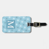 Monogram engel blauw cirkelpatroon bagagelabel (Voorkant horizontaal)