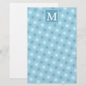 Monogram engel blauw cirkelpatroon briefpapier (Voorkant / Achterkant)