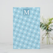 Monogram engel blauw cirkelpatroon briefpapier (Staand voorkant)