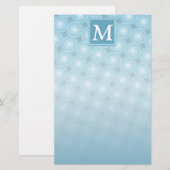 Monogram engel blauw cirkelpatroon briefpapier (Voorkant / Achterkant)