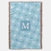 Monogram engel blauw cirkelpatroon deken (Voorkant Verticaal)