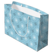 Monogram engel blauw cirkelpatroon groot cadeauzakje (Achterkant Gekanteld)