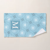 Monogram engel blauw cirkelpatroon handdoek (Handdoek)