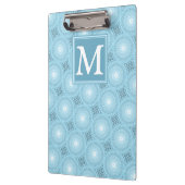 Monogram engel blauw cirkelpatroon klembord (Links)