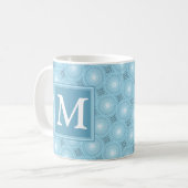 Monogram engel blauw cirkelpatroon koffiemok (Voorkant links)