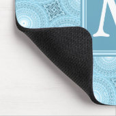 Monogram engel blauw cirkelpatroon muismat (Hoek)