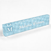 Monogram engel blauw cirkelpatroon naambordje