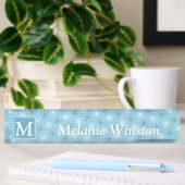 Monogram engel blauw cirkelpatroon naambordje