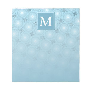 Monogram engel blauw cirkelpatroon notitieblok