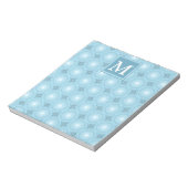 Monogram engel blauw cirkelpatroon notitieblok (Linkerzijde)