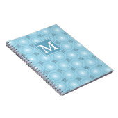 Monogram engel blauw cirkelpatroon notitieboek (Rechterzijde)