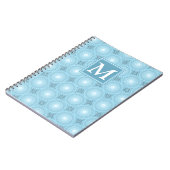 Monogram engel blauw cirkelpatroon notitieboek (Linkerzijde)