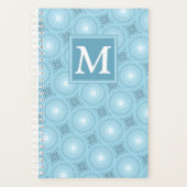 Monogram engel blauw cirkelpatroon planner (Voorkant)