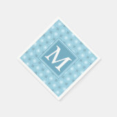 Monogram engel blauw cirkelpatroon servet (Hoek)