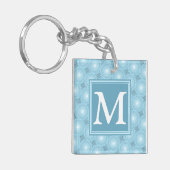 Monogram engel blauw cirkelpatroon sleutelhanger (Voorkant Links)