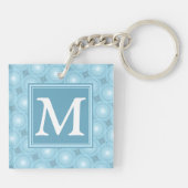 Monogram engel blauw cirkelpatroon sleutelhanger (Achterkant)