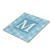 Monogram engel blauw cirkelpatroon tegeltje (Zijkant)