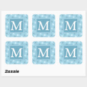 Monogram engel blauw cirkelpatroon vierkante sticker (Vel)