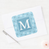 Monogram engel blauw cirkelpatroon vierkante sticker (Envelop)