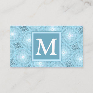 Monogram engel blauw cirkelpatroon visitekaartje