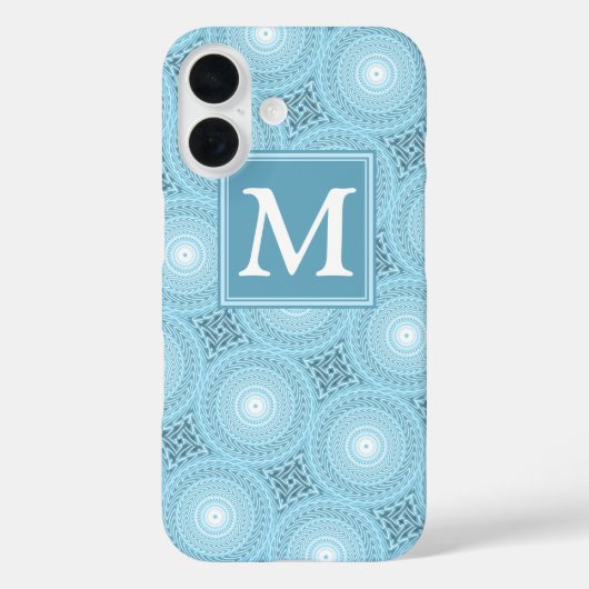 Monogram engel blauwe cirkels patroon Case-Mate iPhone case (Achterkant)