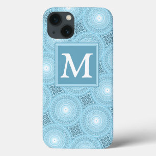 Monogram engel blauwe cirkels patroon Hoesje-Mate  Case-Mate iPhone Case