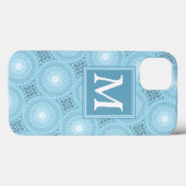 Monogram engel blauwe cirkels patroon Hoesje-Mate Case-Mate iPhone Case (Achterkant (horizontaal))