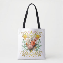 Monogram Engels Tuin  Bloemen Tote Bag