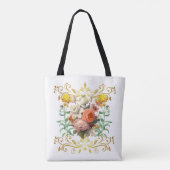 Monogram Engels Tuin Bloemen Tote Bag (Achterkant)