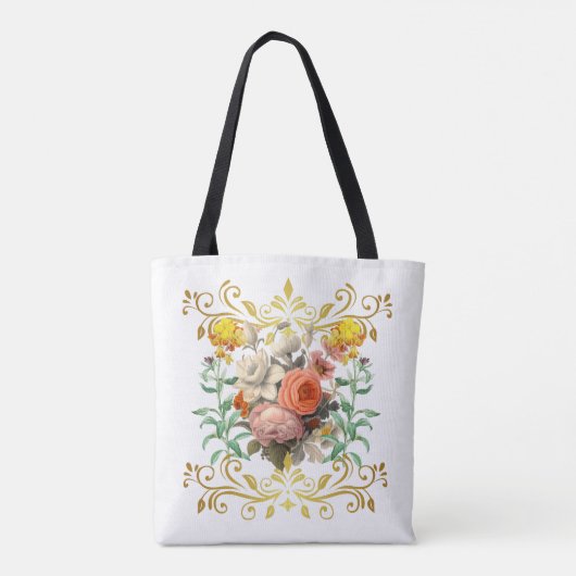 Monogram Engels Tuin Bloemen Tote Bag (Achterkant)