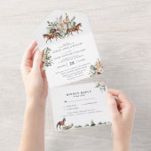 Monogram | Engelse Paarden Manor Bruiloft All In One Uitnodiging (Afscheurbaar)