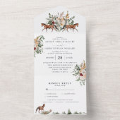 Monogram | Engelse Paarden Manor Bruiloft All In One Uitnodiging (Binnen)