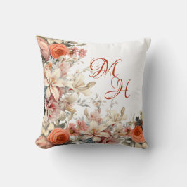 Monogram English Garden Vintage Floral  Throw Pill Kussen