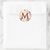 Monogram envelop afdichtingen Antiek Roos Ronde Sticker (Tas)