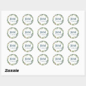 Monogram envelop afdichtingen groen marine ronde sticker (Vel)