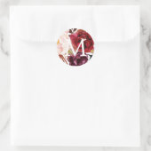 Monogram envelop afdichtingen rustieke Marsala Ronde Sticker (Tas)