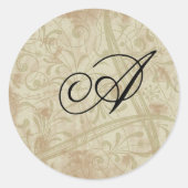 Monogram envelop ronde sticker (Voorkant)