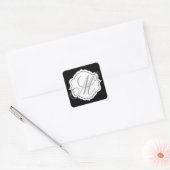 Monogram Envelop Seal Favor Stickers Zwart, Wit (Envelop)