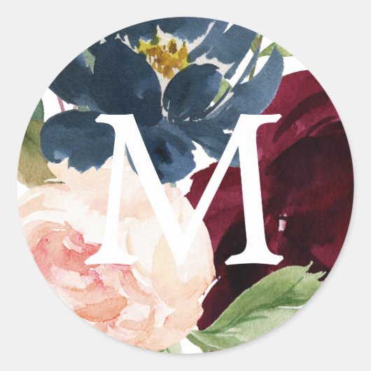 Monogram Envelope zeehonden Ronde Sticker (Voorkant)