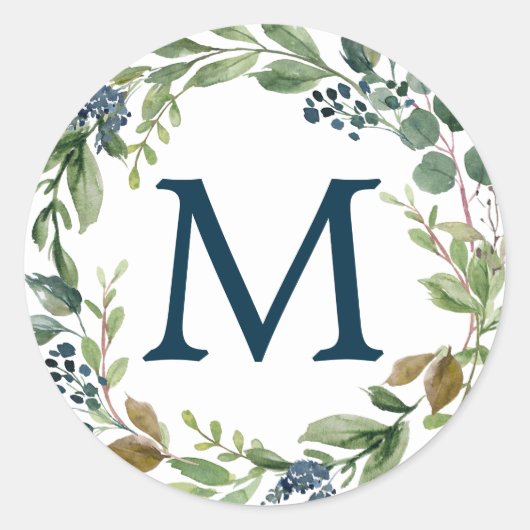 Monogram Envelope zeemacht Ronde Sticker (Voorkant)