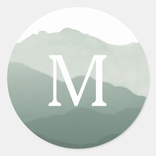 Monogram Envelopzegel voor gebergte Ronde Sticker (Voorkant)