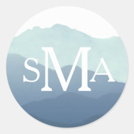 Monogram Envelopzegel voor gebergte Ronde Sticker