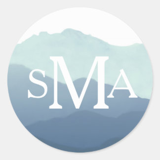 Monogram Envelopzegel voor gebergte Ronde Sticker