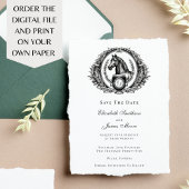 Monogram Equestrian Elegant Formele Crest Bruiloft Save The Date