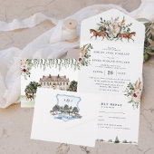 Monogram | Equestrian English Manor Wedding All In One Uitnodiging
