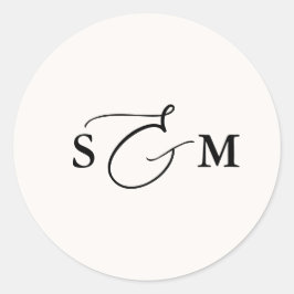 Monogram Et-teken Script Ivoor Bruiloft Ronde Sticker