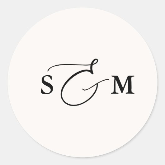 Monogram Et-teken Script Ivoor Bruiloft Ronde Sticker (Voorkant)