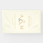 Monogram, Eucalyptus Ampersand, Beige & Goud Spandoek (Horizontaal)