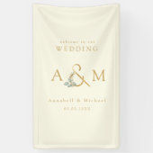 Monogram, Eucalyptus Ampersand, Beige & Goud Spandoek (Verticaal)