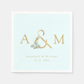 Monogram, Eucalyptus Ampersand, Blauw & Goud Servet (Voorkant)